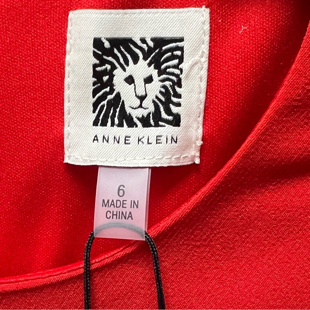 NWT Anne Klein Colorblock Red Pink Sheath Dress Size 6 Midi 3/4 Sleeve - Picture 9 of 12
